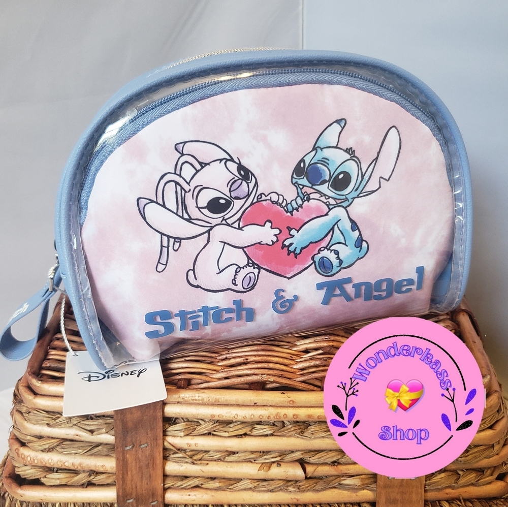Disney Stitch and Angel Cosmetic Toiletries Makeup Bag / Case. 2 in 1.